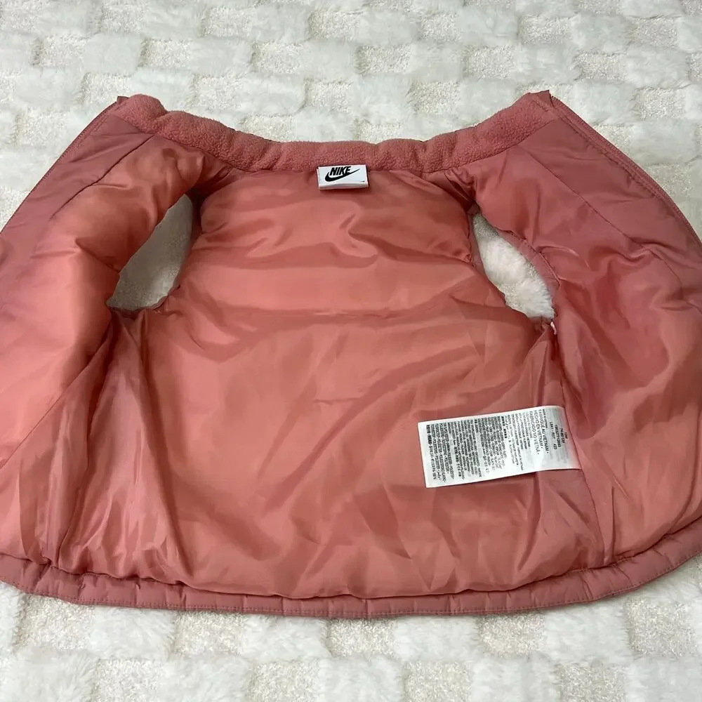 Nike Toddler Girls 12M Pink Puffer Vest Animal Print Full Zip Sleeveless Jacket